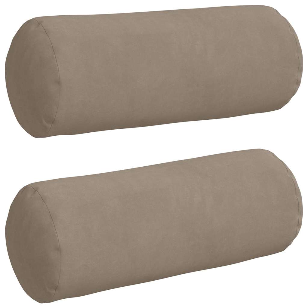 Bolster Pillows 2 pcs Taupe Ø 15 x 40 cm Microfibre Fabric